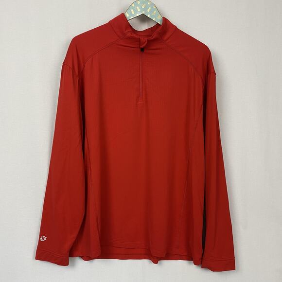 IBKUL Pullover Mens Extra Large Red Quarter Zip UPF 50+ Sun Quick Dry Athletic - Picture 2 of 10